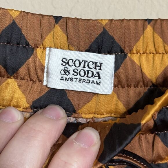NEW Scotch & Soda Mid Rise Plaid Checkered Navy Gold Pants Womens Size XS Preppy - Picture 3 of 14